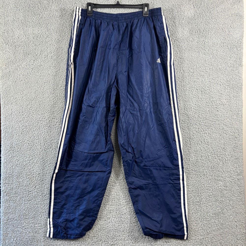 Adidas Team Vintage Navy Blue Breakaway Snap Track Pants Mens 2XL 3-Stripe Nylon